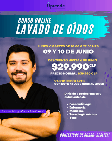 Lavado de Oídos y Otoscopía - Curso Online 09 y 10 de Junio